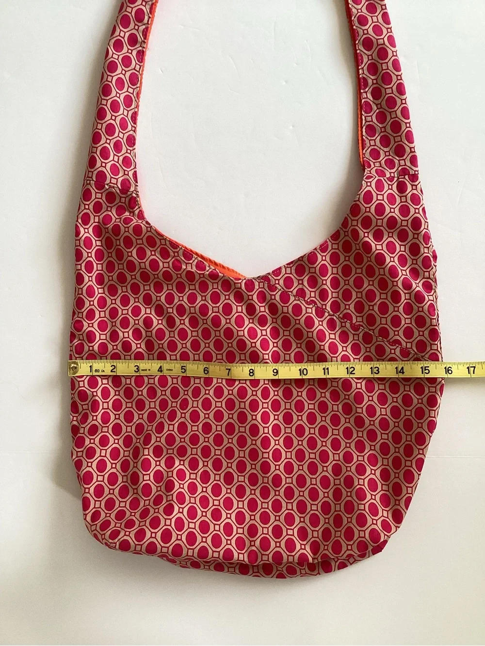 Old Navy Pink Geometric Fabric Hobo Shoulder Bag with Orange Lining NWT